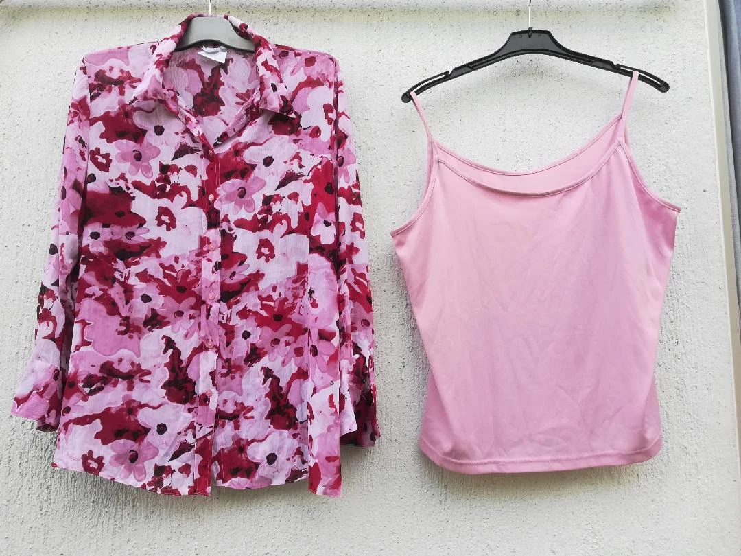 Bloemenoverhemd + Roze tanktop set maat T.L-T.46/48 – photo 16